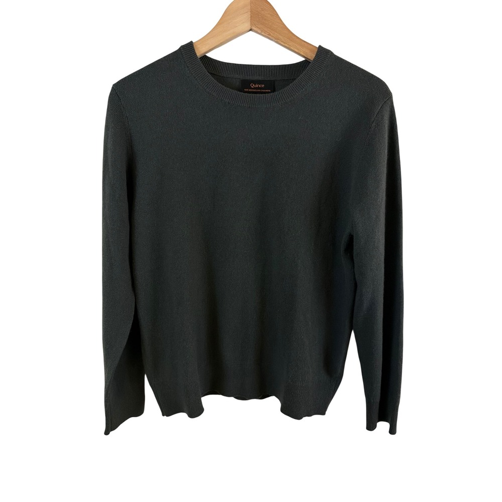 Quince Mongolian Cashmere Crewneck Sweater Women Medium Moss Green